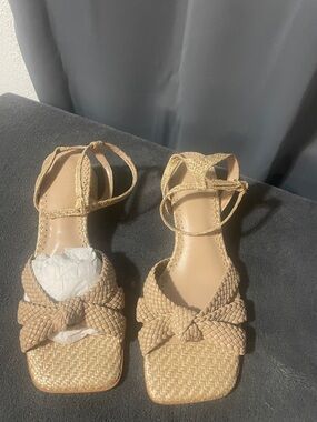 ASOS Tan Woven Knot Ankle-Strap Sandals